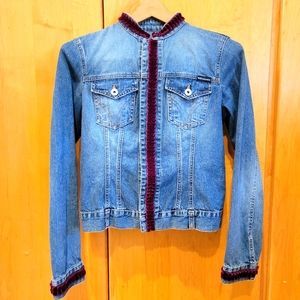Dolce & Gabbana denim jacket with purple velvet trim M